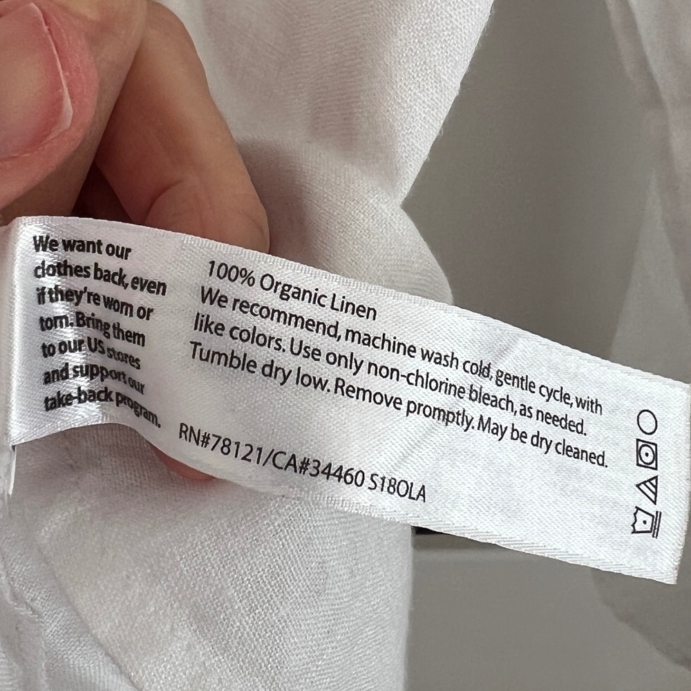 Eileen Fisher Organic Linen White Blouse Open Sleeve Top M - Picture 6 of 6
